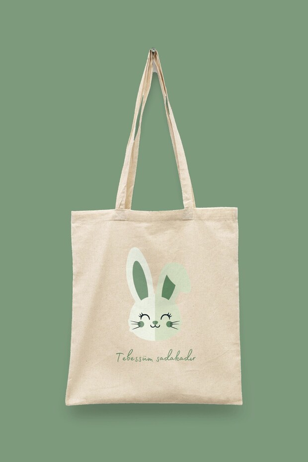Tebessüm Sadakadır (Rabbit) Islamic Series Tote Bag Printed Cloth Bag