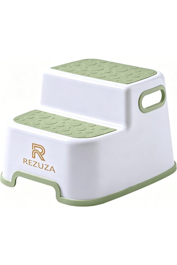 Green 2-Step Kids Step Stool for Toilet Training and Bathroom, Non-Slip Toddler Step Stool with Anti-Skid Surface, Sturdy Portable Double Step for Sink, Toilet, Potty Training, Boys and Girls
