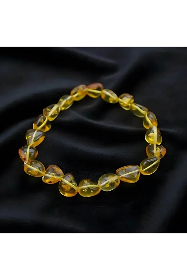 Transparent Lemon Natural Cut Drop Amber Adult Bracelet