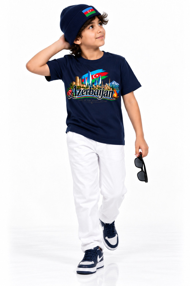 Azerbaijan Land of Fire & Culture Heritage Graphic Kids T-Shirt