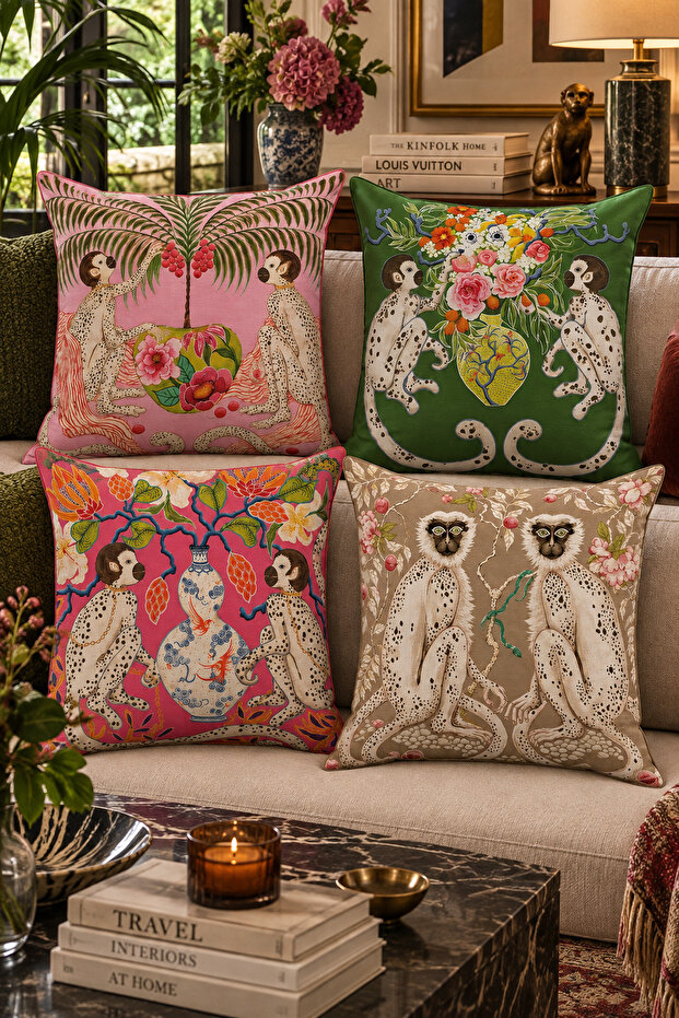 Double-Sided Printed 4-Piece Throw Pillow Cover 6Eld12