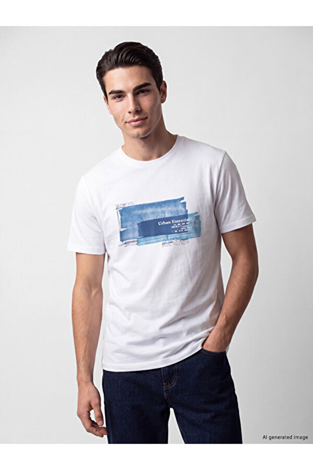 Rmz Gi̇yi̇m Farkiyla Zero Roba Collar Printed Men's T-Shirt