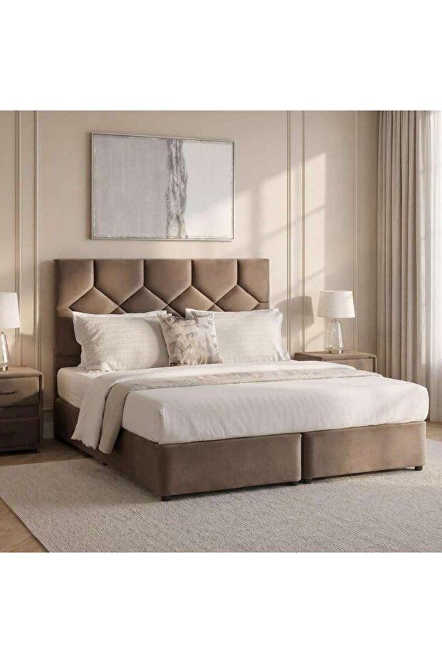 KYROS SUPER KING BED 200X200 CM - BROWN