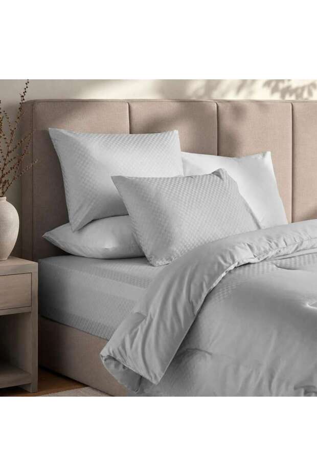 HH Luxe 600TC Cotton Sateen Engineered Dobby 3-Piece Queen Comforter Set 200x240cm - Grey