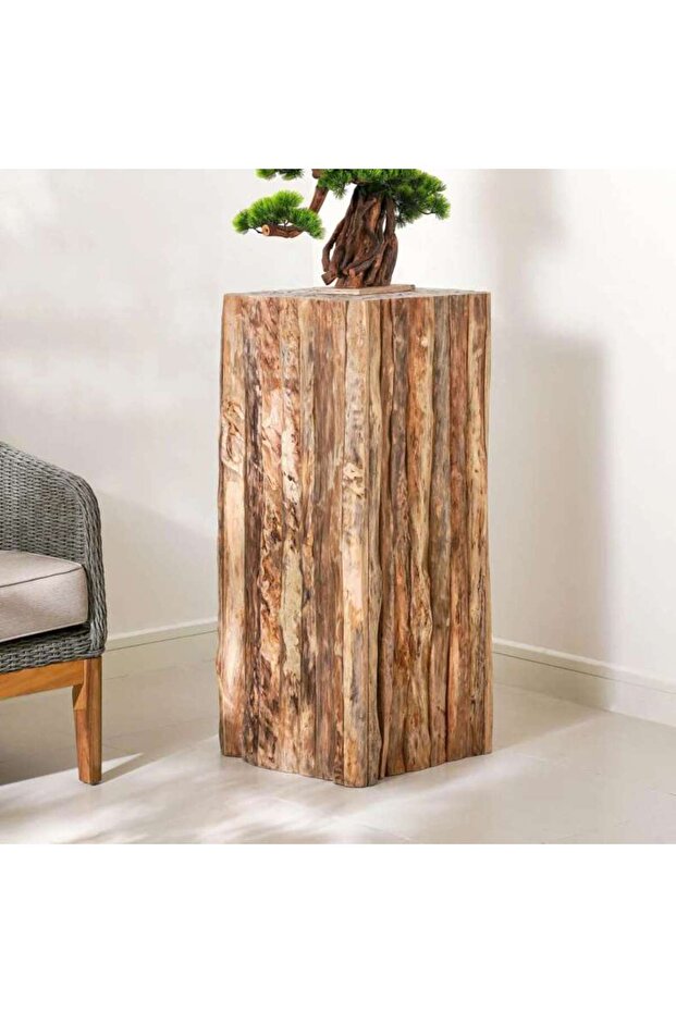 Vermont Wooden Planter Stand 45x45x100cm- Brown