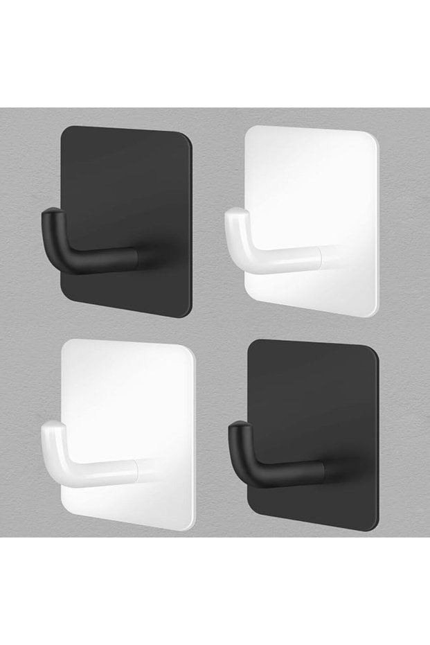 4PCS Towel Hooks Wall Hanger علاقة ملابس جدارية Black and White