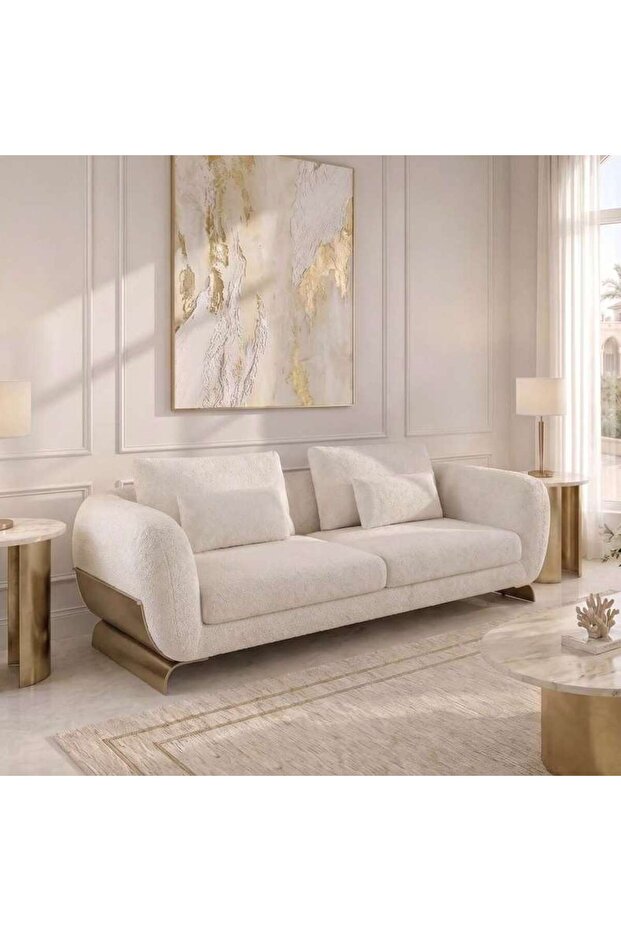 TOVON 3 SEATER SOFA - BEIGE