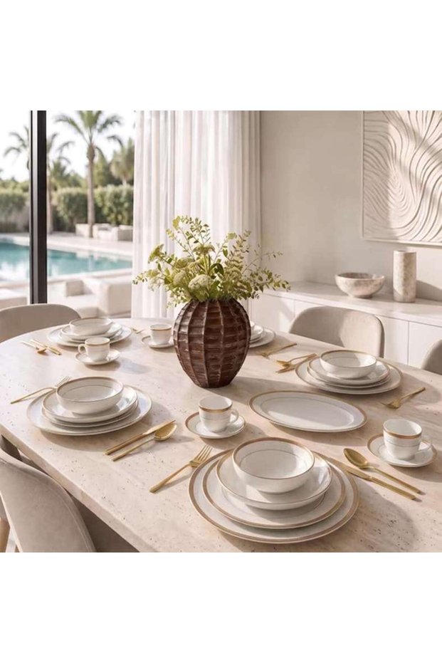 Aurelia 64-Piece New Bone China Dinner Set -White