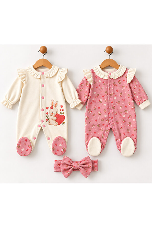 🌸 Newborn 100% Cotton 2-Piece Romper & Headband Set