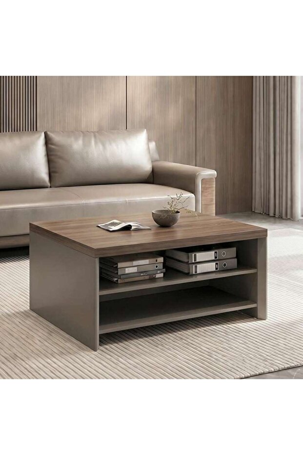 JAMONT OFFICE COFFEE TABLE - GREY & WALNUT