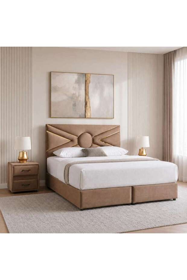 ORION KING BED BASE WITH HEADBOARD 180X200 CM - BROWN