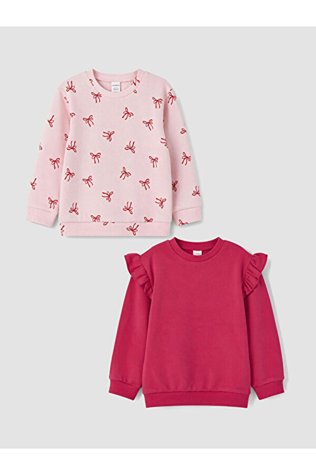 Patterned Ruffled Girls' Sweatshirt 2-Pack