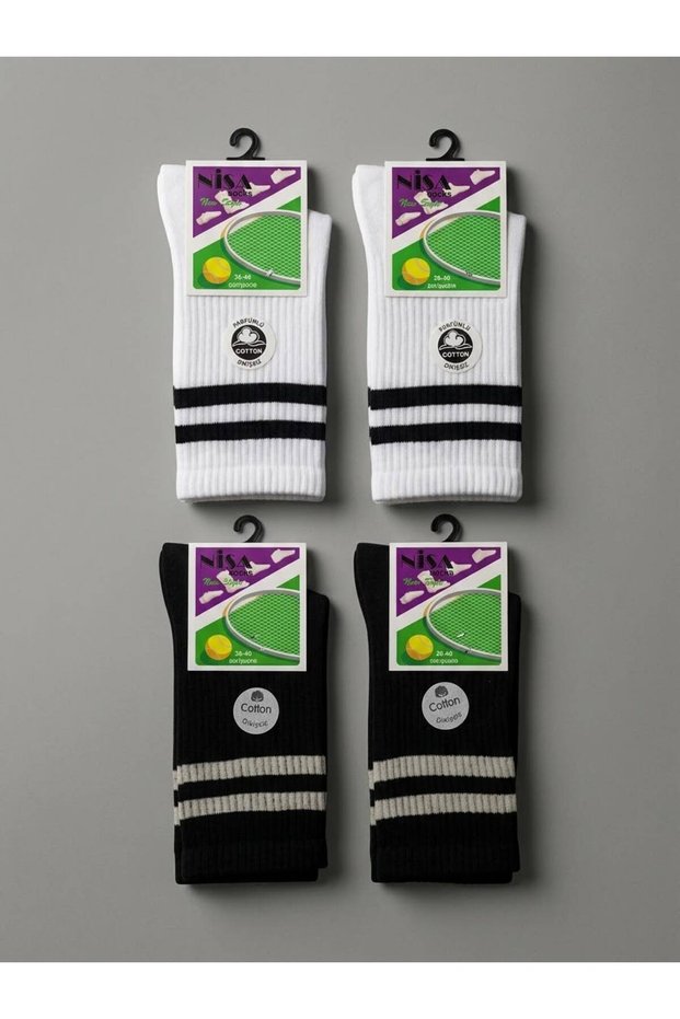 Women's Stripe Detail Seamless Cotton 4-Piece Socks