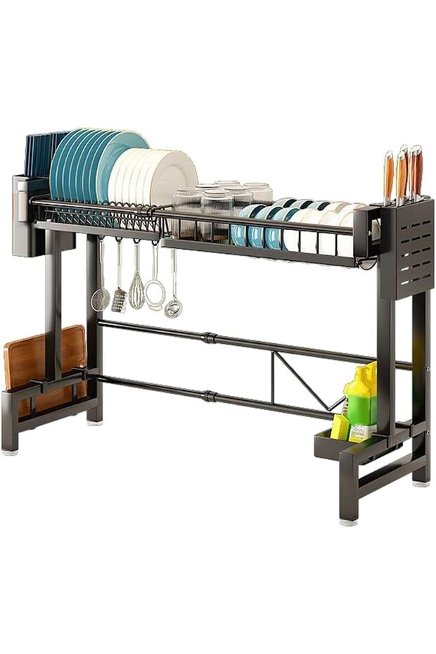 2-Tier Over Sink Dish Drying Rack – Adjustable & Detachable Kitchen Drainer Space-Saving Design for Efficient Drying Perfect for Kitchen Counter Organization