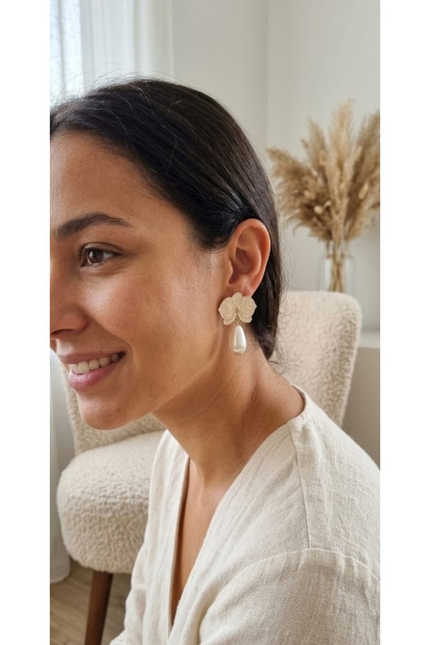 Xuping White Orchid Flower Pearl Drop Dangle Earrings - Vintage Elegant Non-Tarnish Anti-Allergy Colorfast Stylish Gift Trend Women's Earrings