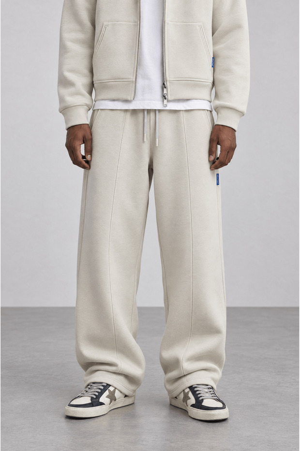Men's Basic Panda Baggy Sweatpants Beige