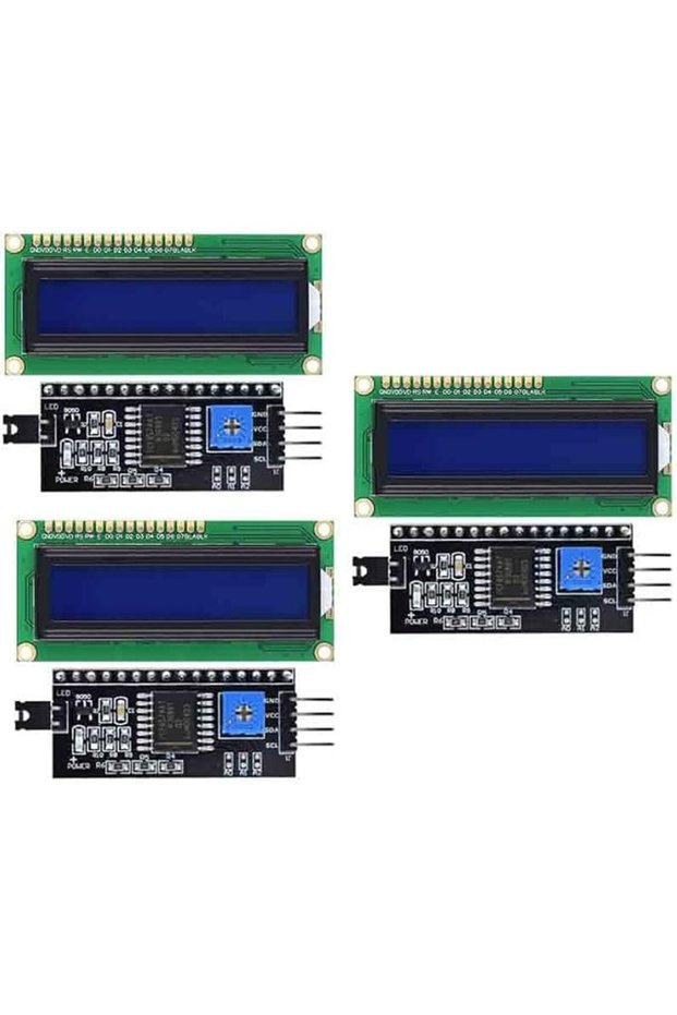 3 قطع شاشة LCD1602 1602 مع محول واجهة تسلسلية TWI SPI، شاشة LCD 1602 بإضاءة خلفية زرقاء