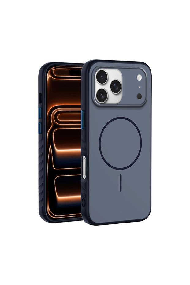 حافظة متوافقة مع هاتف iPhone 18 Pro Max من SoftMono M-Safe مصنوعة من السيليكون باللون الأزرق الداكن