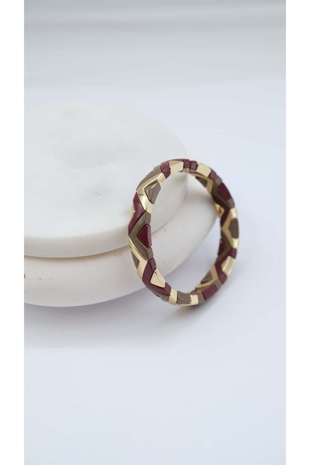 Gold Burgundy Ceramic Bracelet
