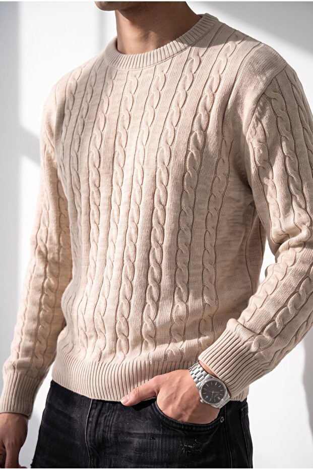 Men's Hair Knit Crew Neck Sweater