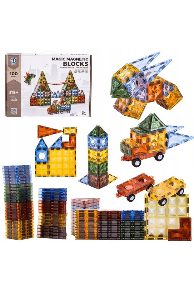 Blocuri magnetice de construcție 100 de piese