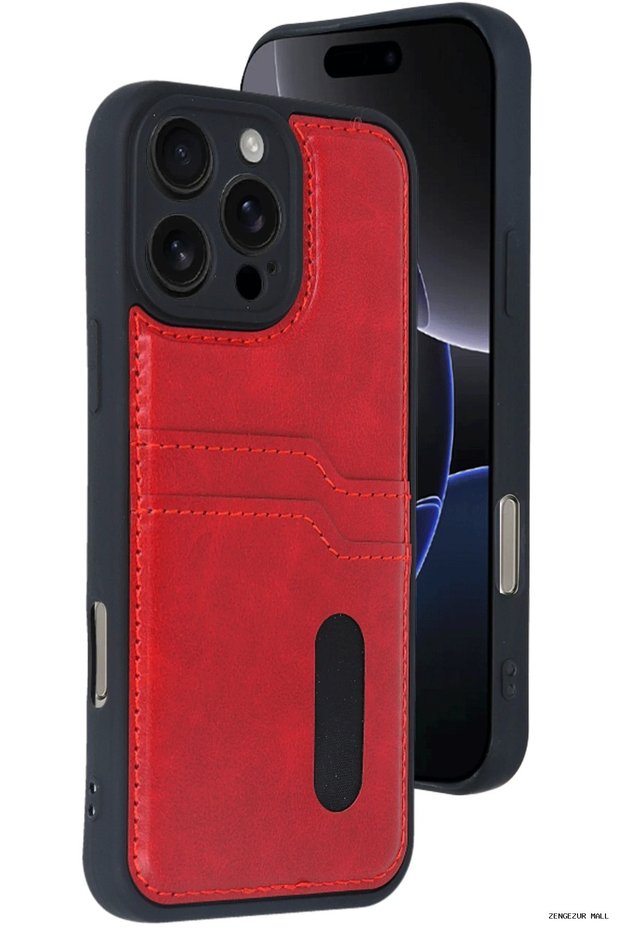 Zngzrmll Newface iPhone 16 Pro Case Sara Leather Case with Business Card Holder (204317) - Red