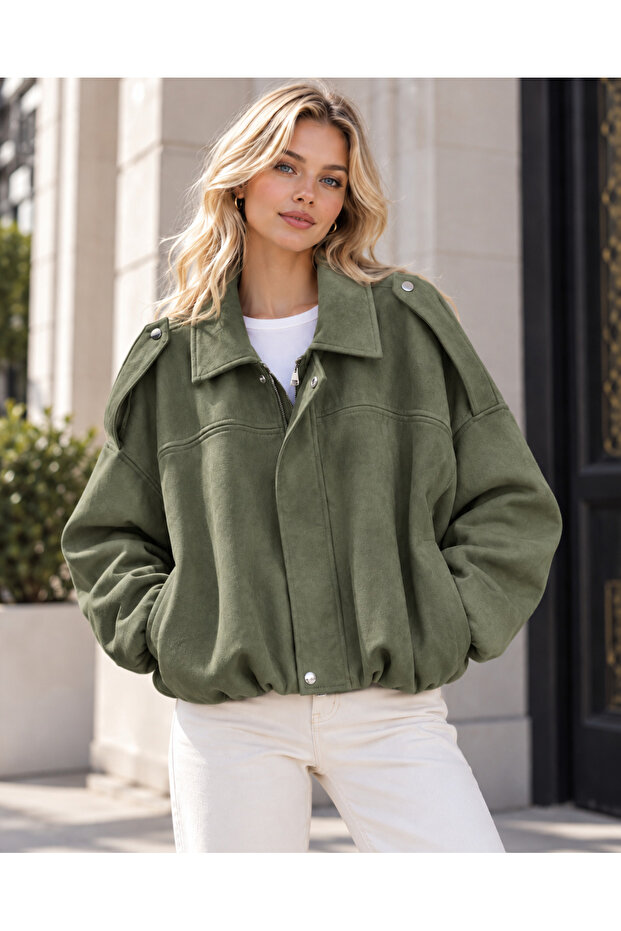 New Season Epaulet Suede Bomber Comfortable Fit Italian Jacket 40/48