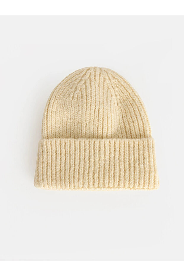Ecru Foldable Brimmed Knitwear Women's Beret