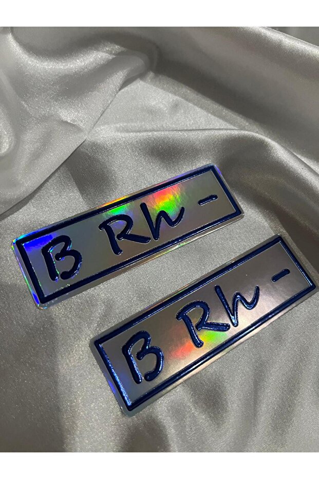 B Rh - Blood Type Logo Embossed Metallized Blue Sticker Pack of 2