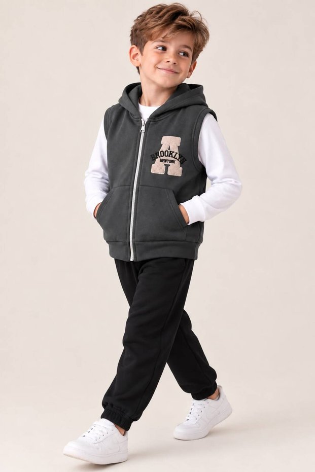 7-8-9-10 Years Old Three-Threaded Embroidered Children's Cardigan Vest