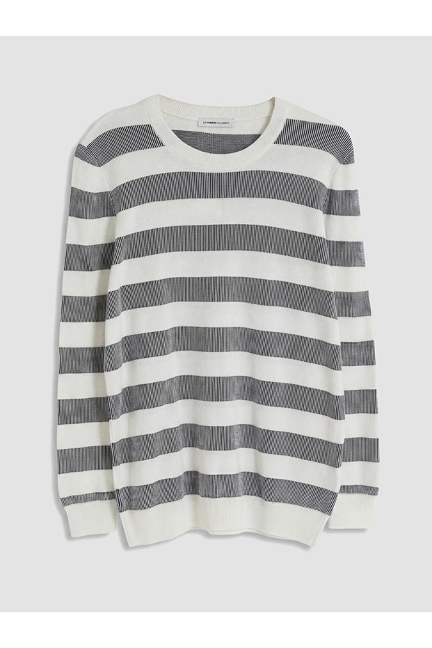 White Striped Men's Knitwear Sweater