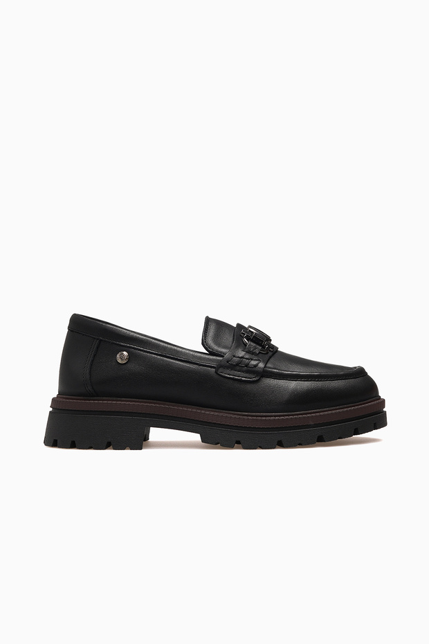 Women's Leather Casual Loafer Shoes 26K D26Ka-3225 Black