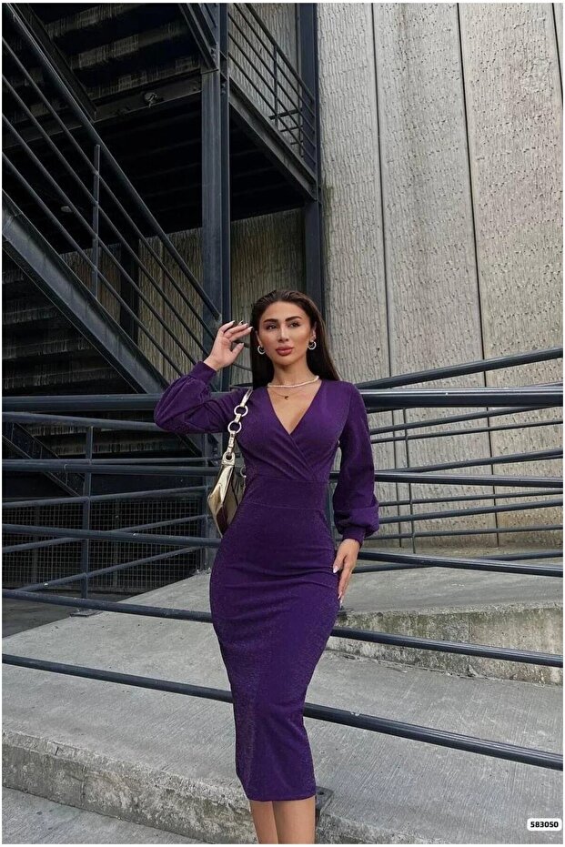 Double-Breasted Dress Collar Midi Long Sleeve