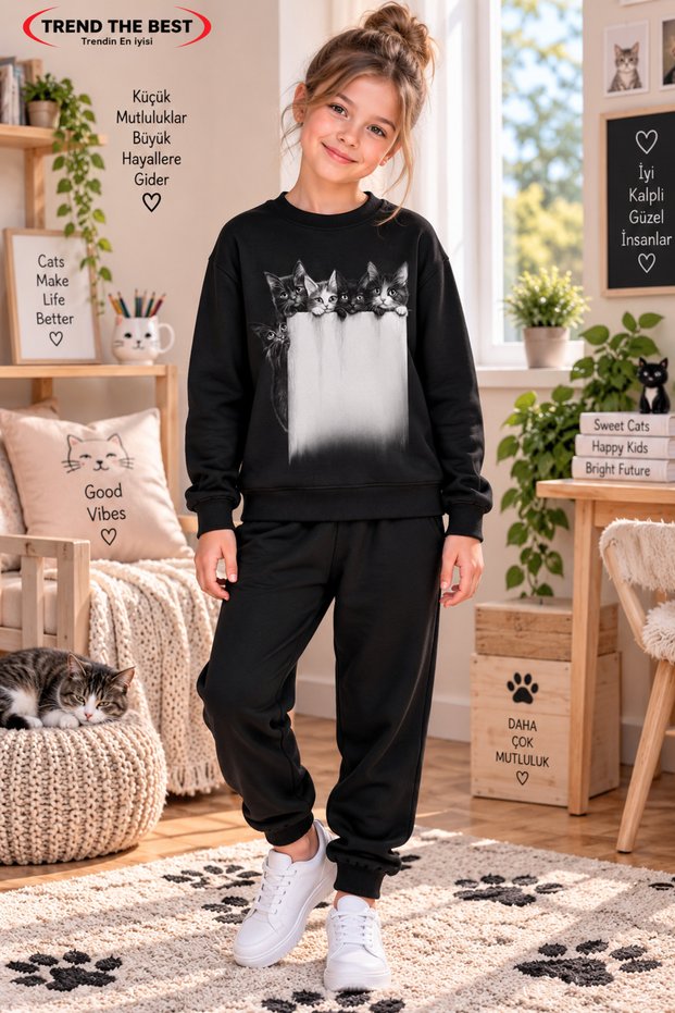 Winter Unisex Black Tracksuit, Black Sweat Top and Bottom Set