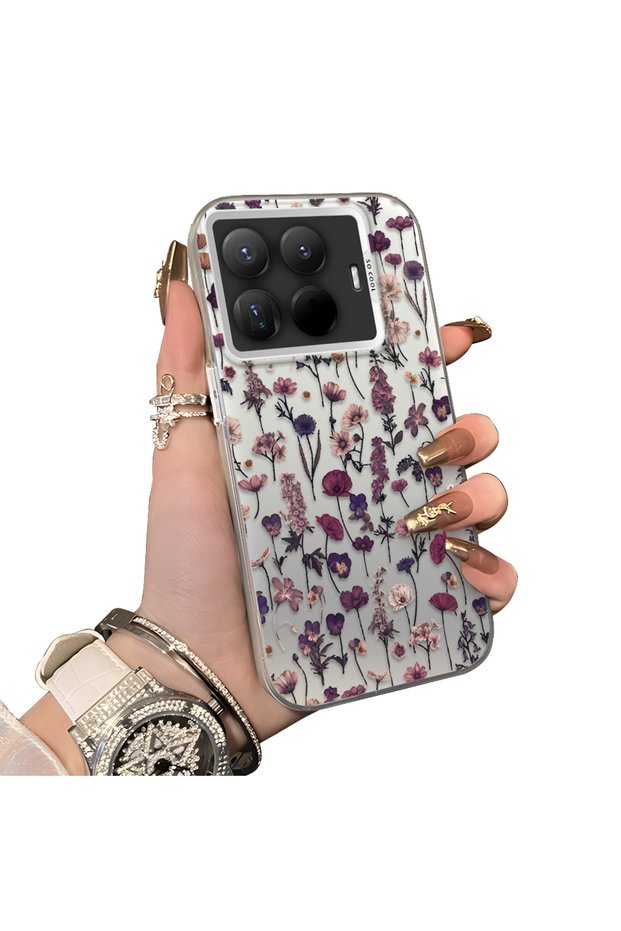 Mi 15t Pro Compatible French Style Purple Tone Wildflower Phone Case Shockproof