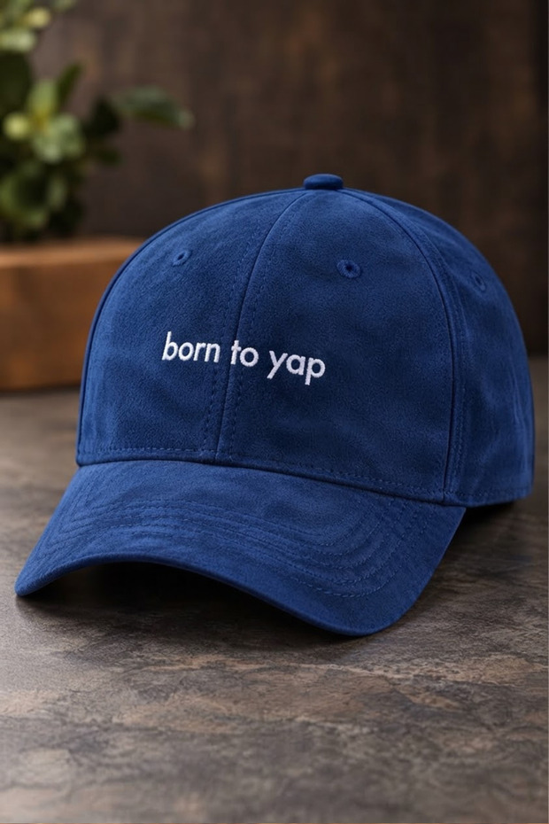 Born to Yap Embroidered Suede Hat Unisex | Gothic Design Baseball Cap | Adjustable