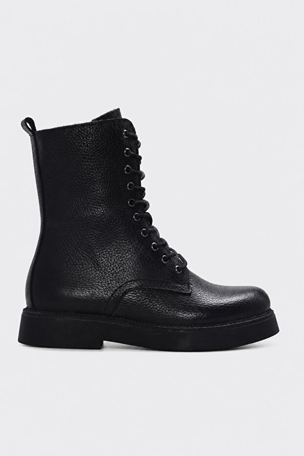 Genuine Leather Black Floater Women's Classic Boots 657Sza5000