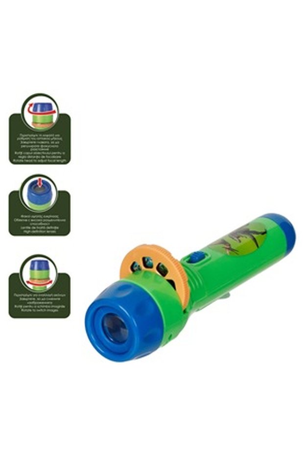 Green Dinosaur Projector Flashlight with 3 Slides