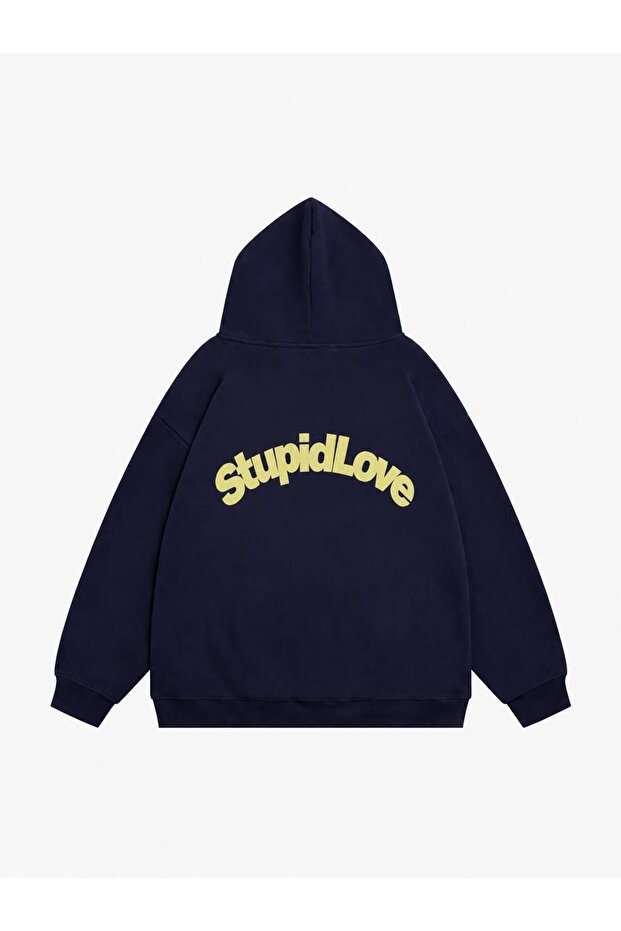 Women's Stupidlove Printed Hooded Fleece Oversize Sweatshirt