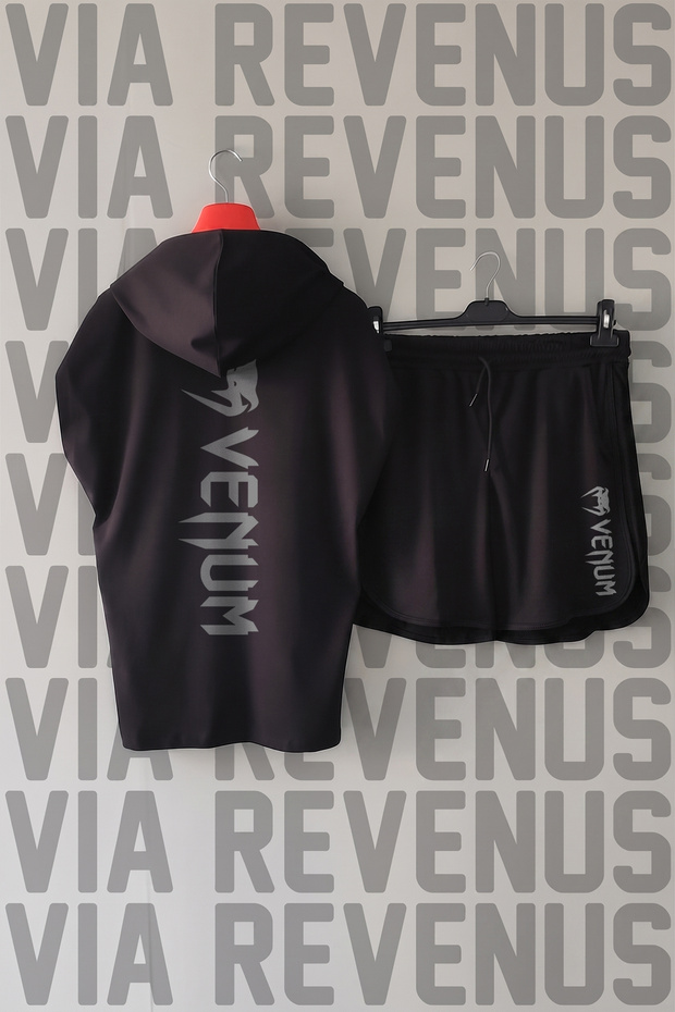 Front Back Printed Hooded Zero Sleeve Sports Tshirt and Special Sports Shorts Set