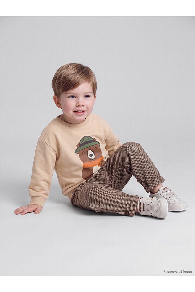 Two Mt Shop Quality Lcw Baby Beige Animal Printed Baby Boy Set