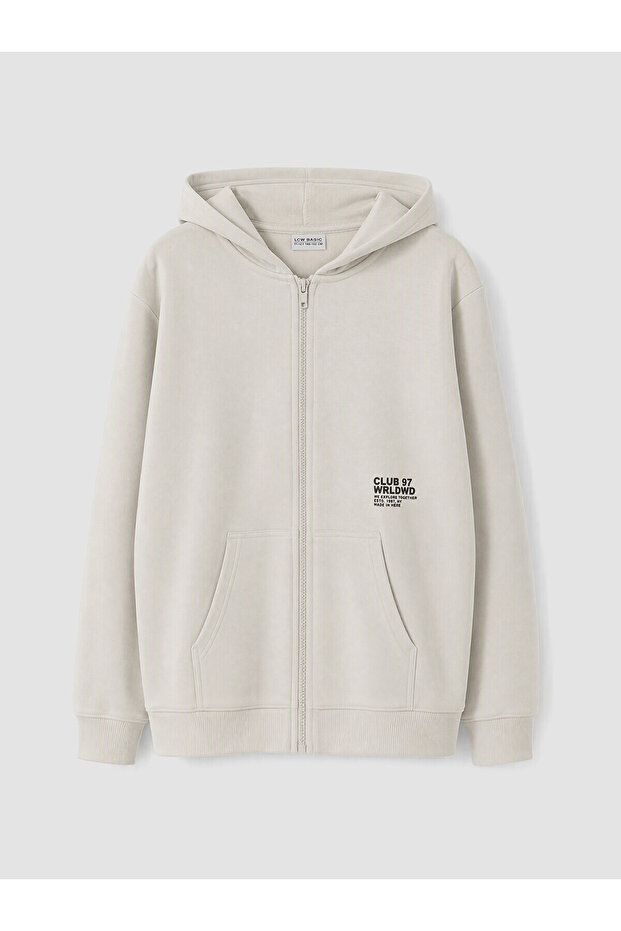 Two Mt Shop Quality Lcw Kids Beige Boys' Zippered Sweatshirt