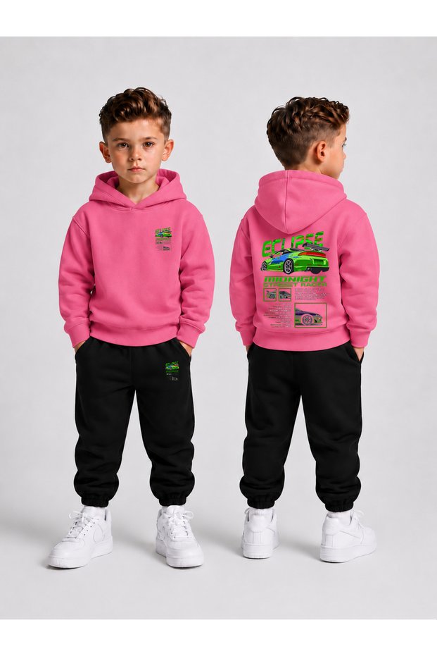Men's Hooded Tracksuit Set – Printed Hoodie Sweatshirt and Sweatpants Winter Outfit