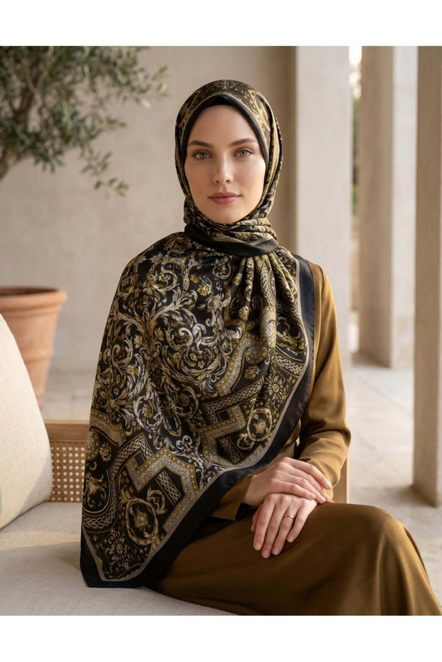 Black Gold Viscose Blended Shawl