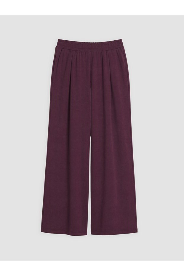 Özmarka New Season Burgundy Women's Sweatpants with Elastic Waist