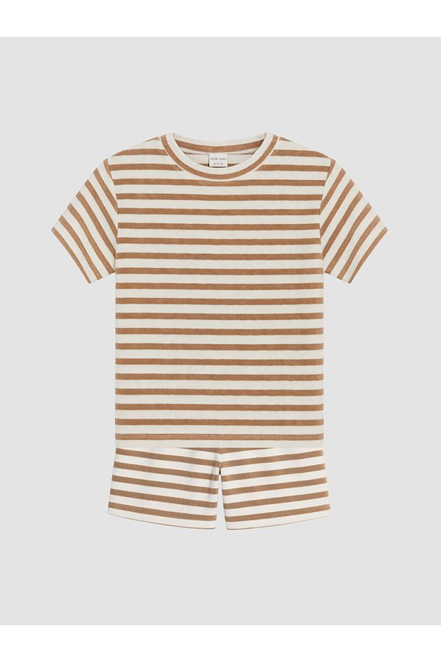 Lcw Baby Brown Striped Baby Boy Shorts Set