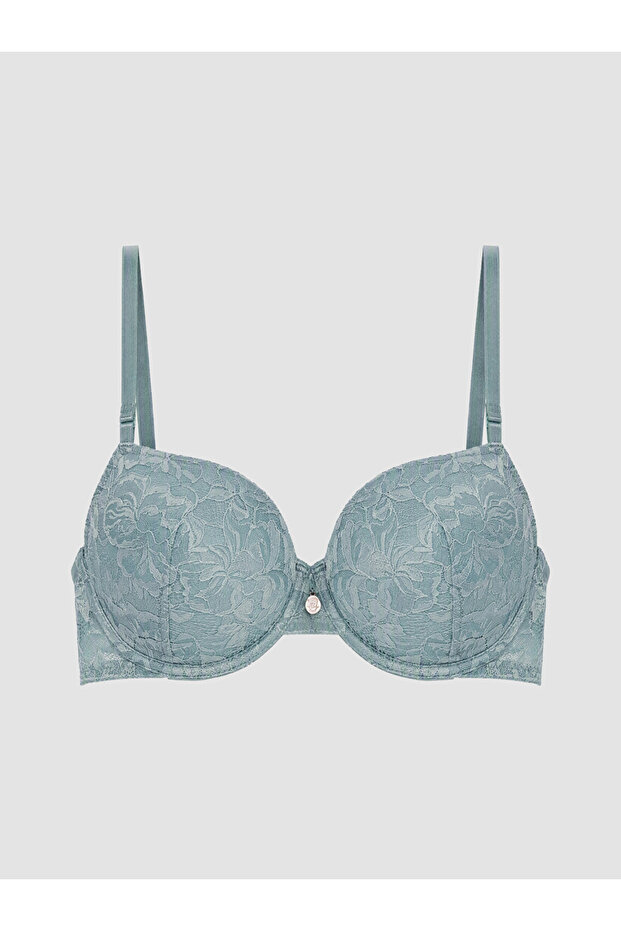 Vizyon New Season Blue Underwire Padded Lace T-Shirt Bra