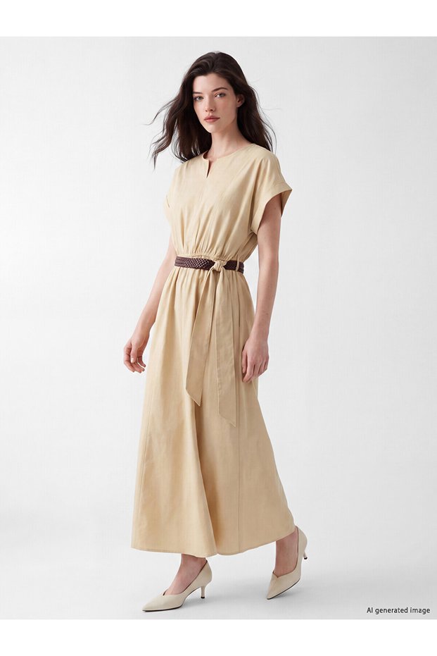 Two Mt Shop Quality Lcw Comfort Beige Plain Dress