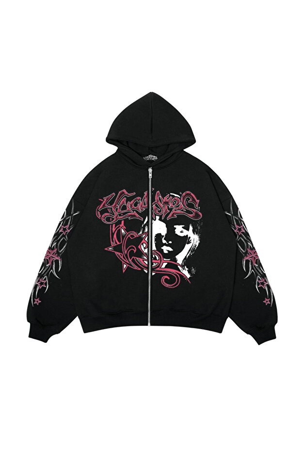 Tribal Stars Gothic Black Cardigan