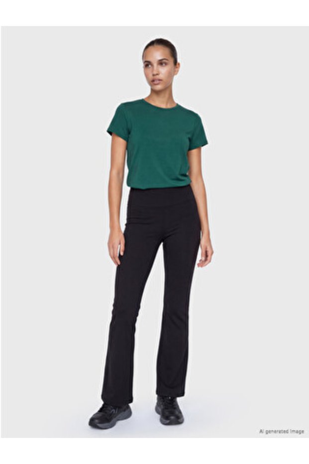 Black Spanish Flare Women's Sports Leggings Pants
